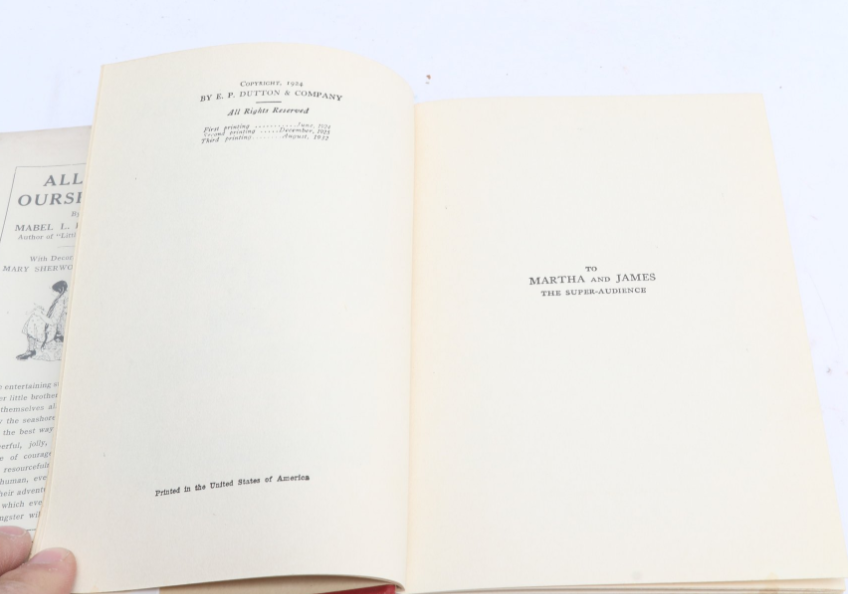 All By Ourselves Mabel L Robinson 1924 First Edition Third Printing E P Dutton Hardcover DJ