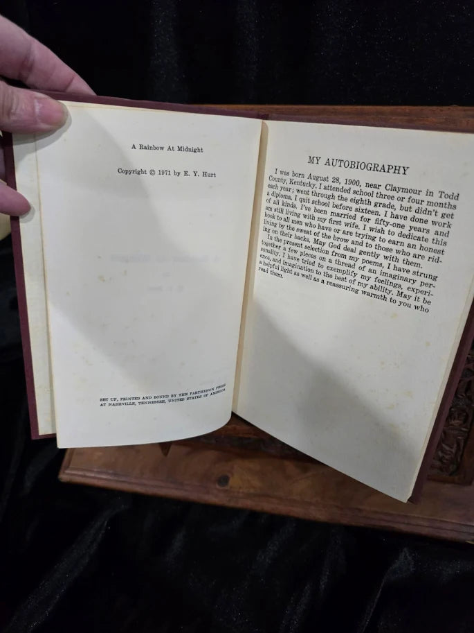 A Rainbow at Midnight by E. Y. Hurt 1971 Signed First Edition Hardcover Inscribed to Mom