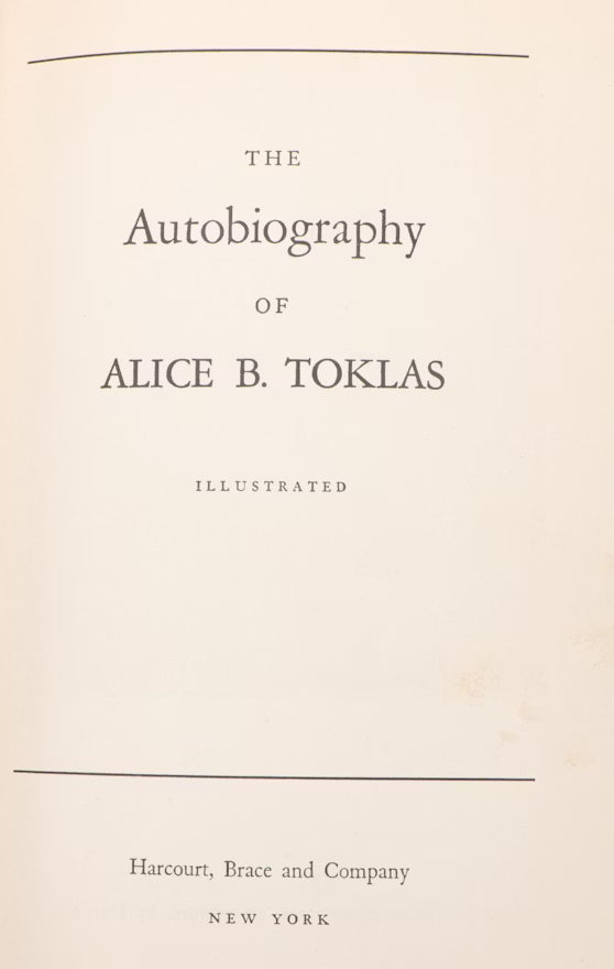 Autobiography of Alice B Toklas Gertrude Stein 1933 First Edition Harcourt Brace Hardcover