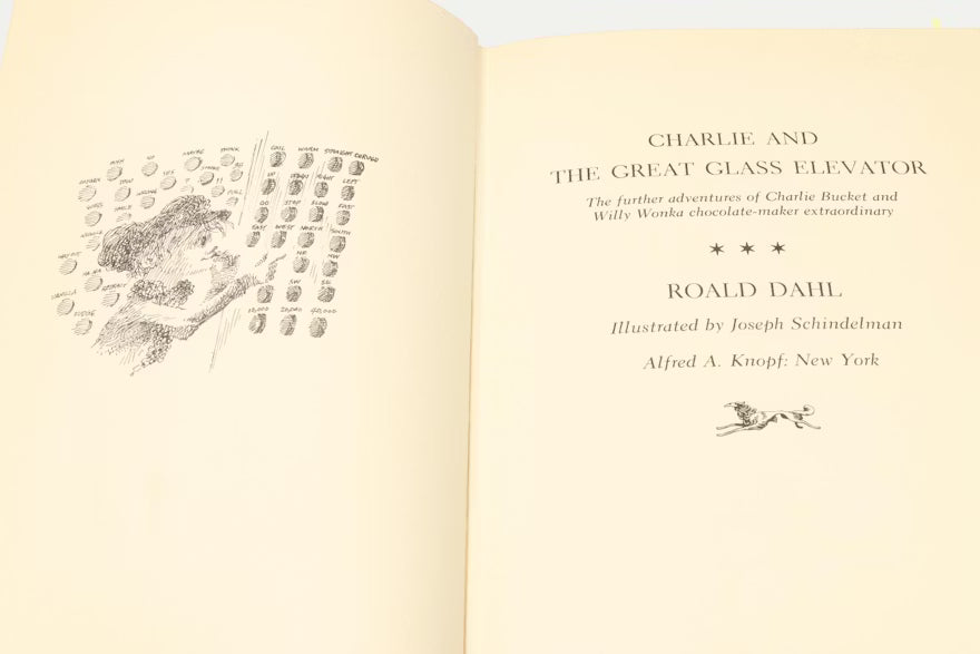 Charlie and the Great Glass Elevator 1972 First Edition First Printing Roald Dahl Knopf Hardcover Dust Jacket