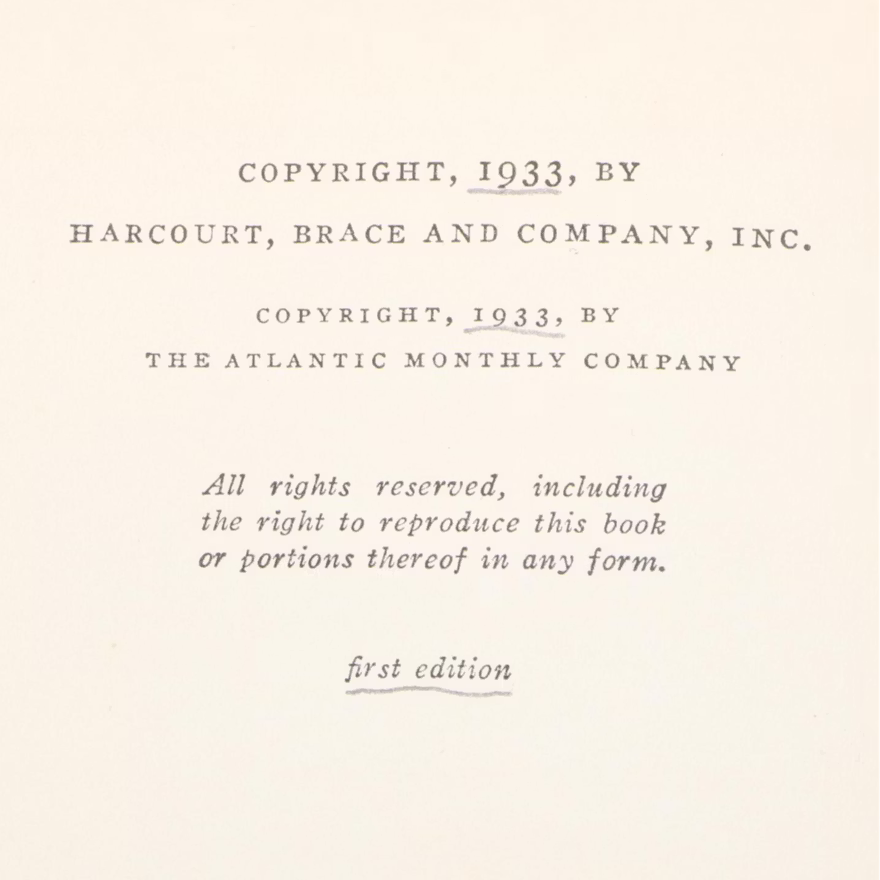 Autobiography of Alice B Toklas Gertrude Stein 1933 First Edition Harcourt Brace Hardcover