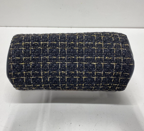 Badgley Mischka New York Black Tweed Plaid Crossbody Bag Gold Hardware Adjustable Strap Like New