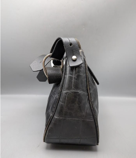 Vintage Dooney & Bourke Black Croc Embossed Leather Hobo Bag Structured Shoulder Purse