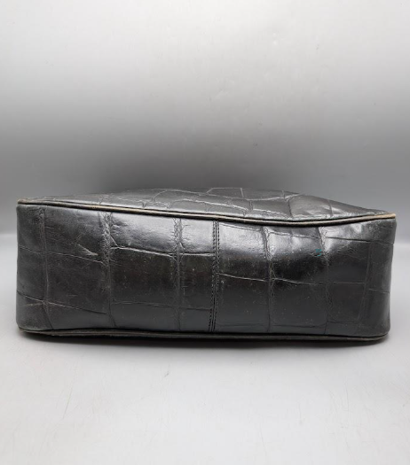 Vintage Dooney & Bourke Black Croc Embossed Leather Hobo Bag Structured Shoulder Purse