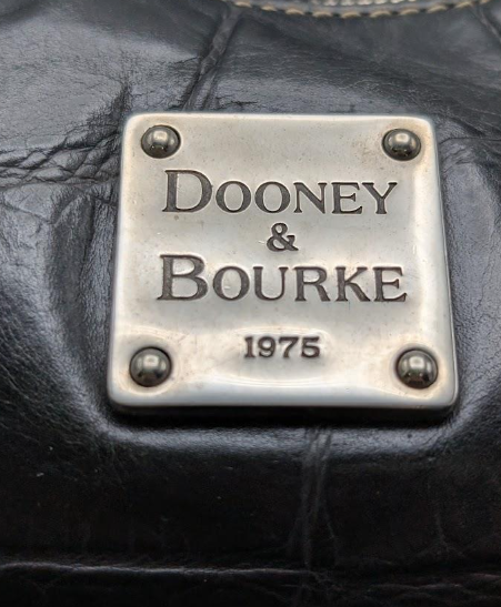 Vintage Dooney & Bourke Black Croc Embossed Leather Hobo Bag, Structured Designer Shoulder Purse, Classic Minimalist Handbag