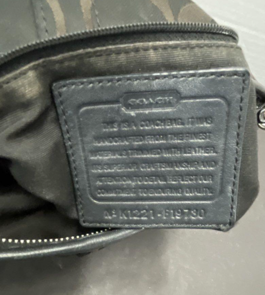 Coach Signature C Canvas Crossbody Bag | Black Leather Trim Chain Accent Shoulder Purse