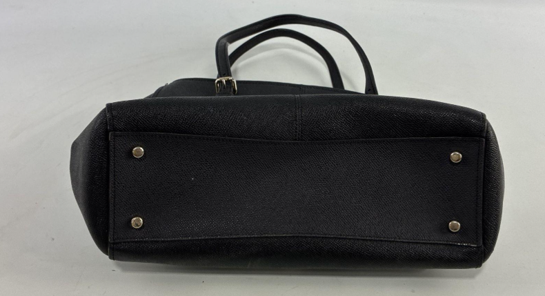 Coach Turnlock Carryall Black Pebbled Leather Shoulder Bag | Gold Hardware Structured Tote Purse
