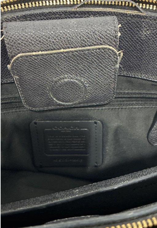 Coach Turnlock Carryall Black Pebbled Leather Shoulder Bag | Gold Hardware Structured Tote Purse