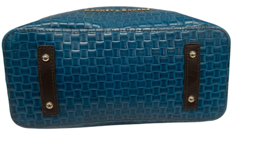 Dooney & Bourke Lilliana Teal Woven Leather Tote with Matching Wristlet, Gold Hardware Set