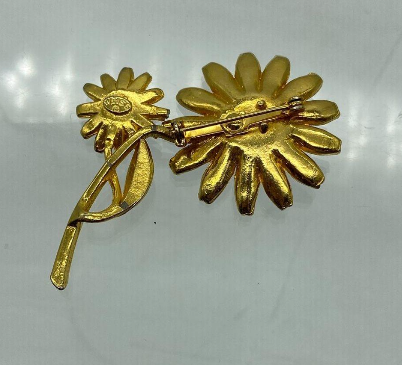 Vintage Weiss Blue Daisy Brooch Enamel Flower Pin Signed