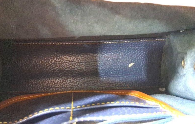 Dooney & Bourke AWL Navy Blue Pebble Leather Crossbody Bag with British Tan Trim | Vintage All Weather Leather