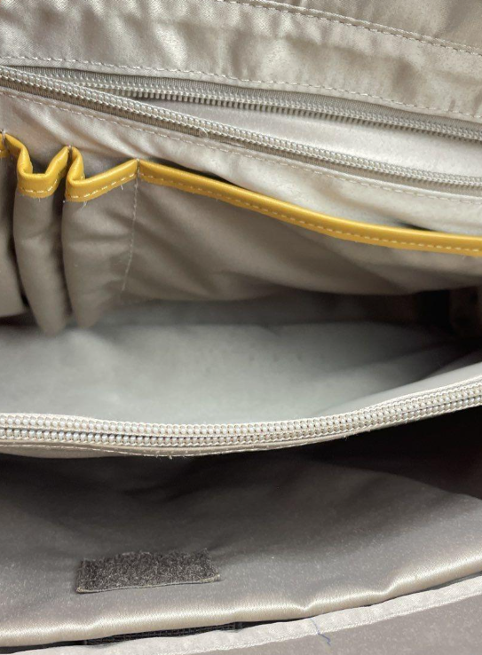 Bostanten Mizuki Classic Briefcase Tote Bag White With Navy Handles Zip Top
