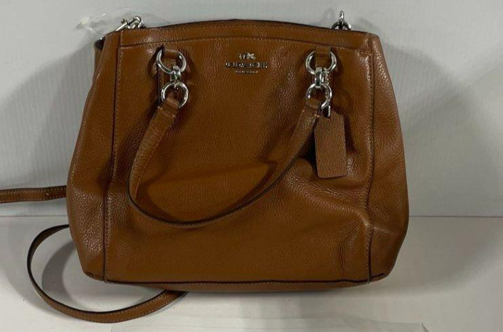 Coach Christie Carryall Brown Pebbled Leather Satchel | Authentic Leather Crossbody Shoulder Bag
