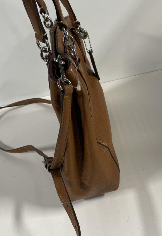 Coach Christie Carryall Leather Bag | Brown Pebbled Leather Satchel Crossbody | Authentic