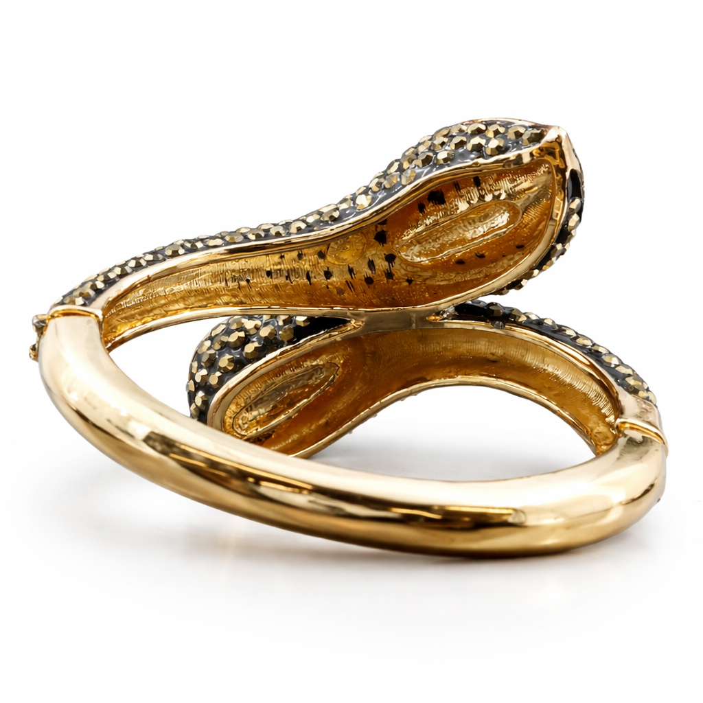 Butler and Wilson Crystal Lily Bracelet – Gold Tone Statement Cuff Bracelet