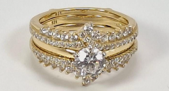 Sterling Silver Pavé CZ Multi Band Ring Set 925 Engagement Style Statement Ring Size 9