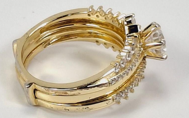Sterling Silver Pavé CZ Multi Band Ring Set 925 Engagement Style Statement Ring Size 9