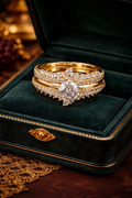 Sterling Silver Pavé CZ Multi Band Ring Set 925 Engagement Style Statement Ring Size 9