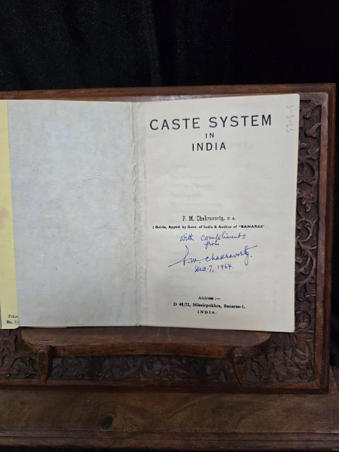 Caste System in India by P. M. Chakravorty 1954 Signed Presentation Copy, Banaras Scholarly Booklet