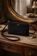 Coach Black Leather Small Crossbody Clutch Bag | Minimalist Classic Handbag