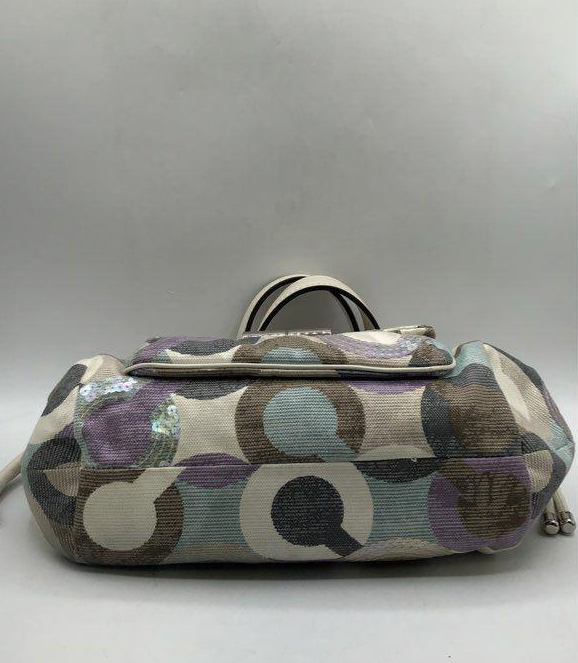 Coach Poppy Groovy Op Art Sequin Satchel 14750, Retired Multicolor Shoulder Bag with Strap