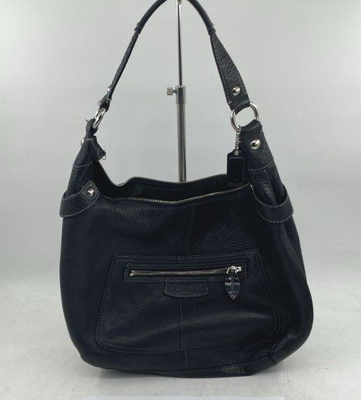 Coach Penelope Black Pebbled Leather Hobo Shoulder Bag | Authentic Classic Zip Pocket Designer Purse