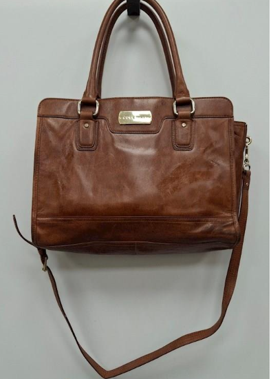 Cole Haan Brown Leather Large Tote Bag with Shoulder Strap | Classic Work Satchel