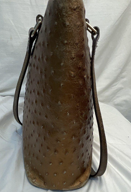 Dooney & Bourke Lexington Ostrich Embossed Leather Tote Copper Brown Shoulder Bag