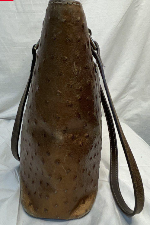 Dooney & Bourke Lexington Ostrich Embossed Leather Tote Copper Brown Shoulder Bag
