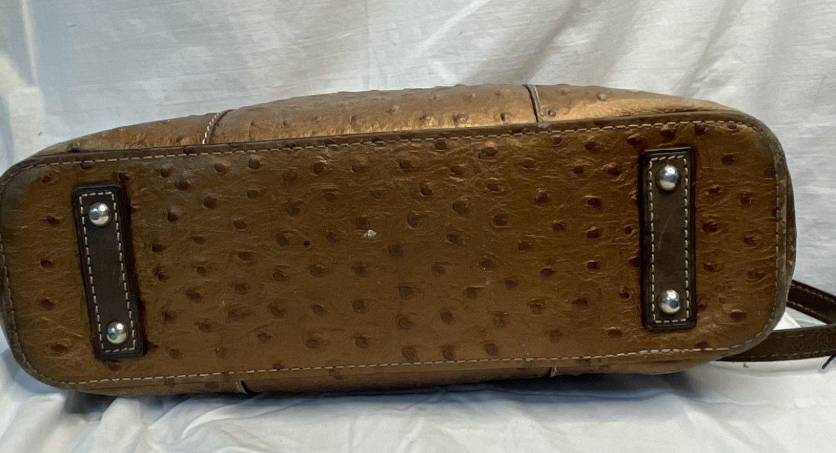 Dooney & Bourke Lexington Ostrich Embossed Leather Tote Copper Brown Shoulder Bag