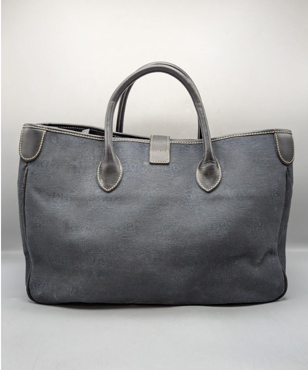 Dooney & Bourke Donegal Crest Monogram Blue Canvas Tote Bag Set | Leather Trim Handbag with Matching Glasses Case