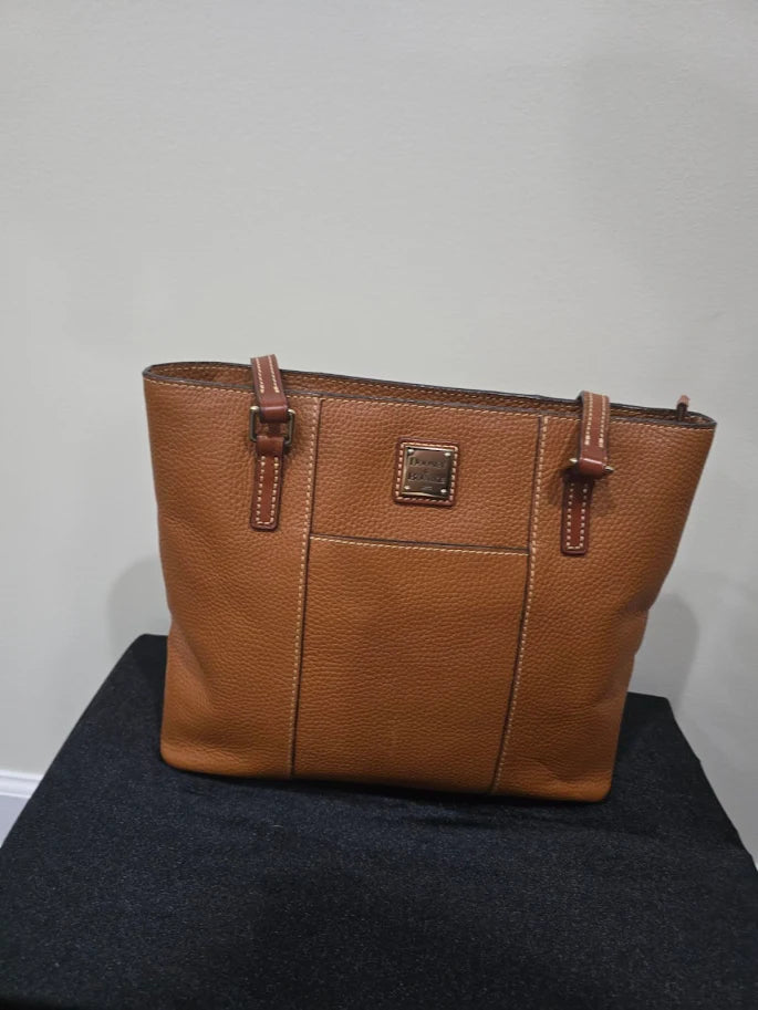 Dooney & Bourke Lexington Pebbled Leather Shopper Tote Camel Tan Shoulder Bag