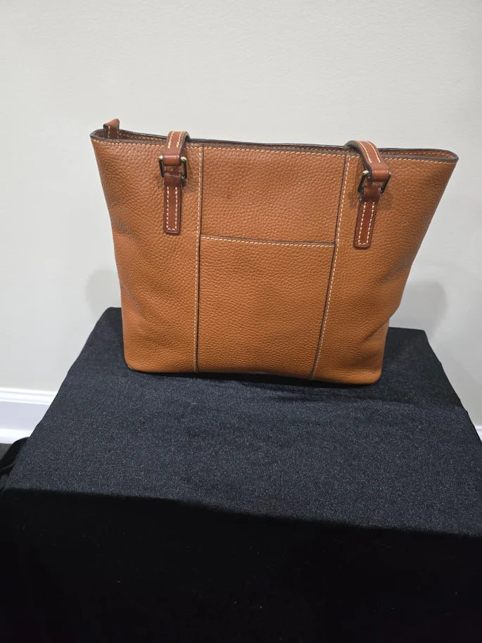 Dooney & Bourke Lexington Pebbled Leather Shopper Tote Camel Tan Shoulder Bag