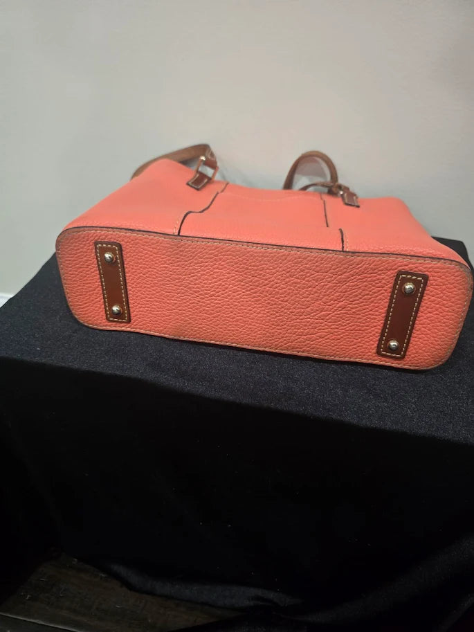 Dooney & Bourke Lexington Pebbled Leather Shopper Tote Salmon Coral Shoulder Bag