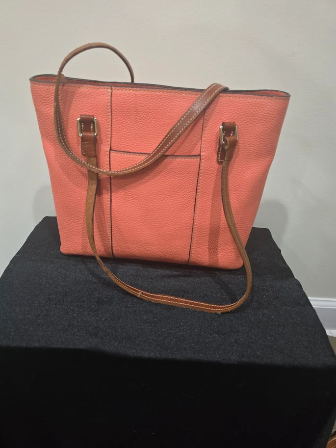 Dooney & Bourke Lexington Pebbled Leather Shopper Tote Salmon Coral Shoulder Bag