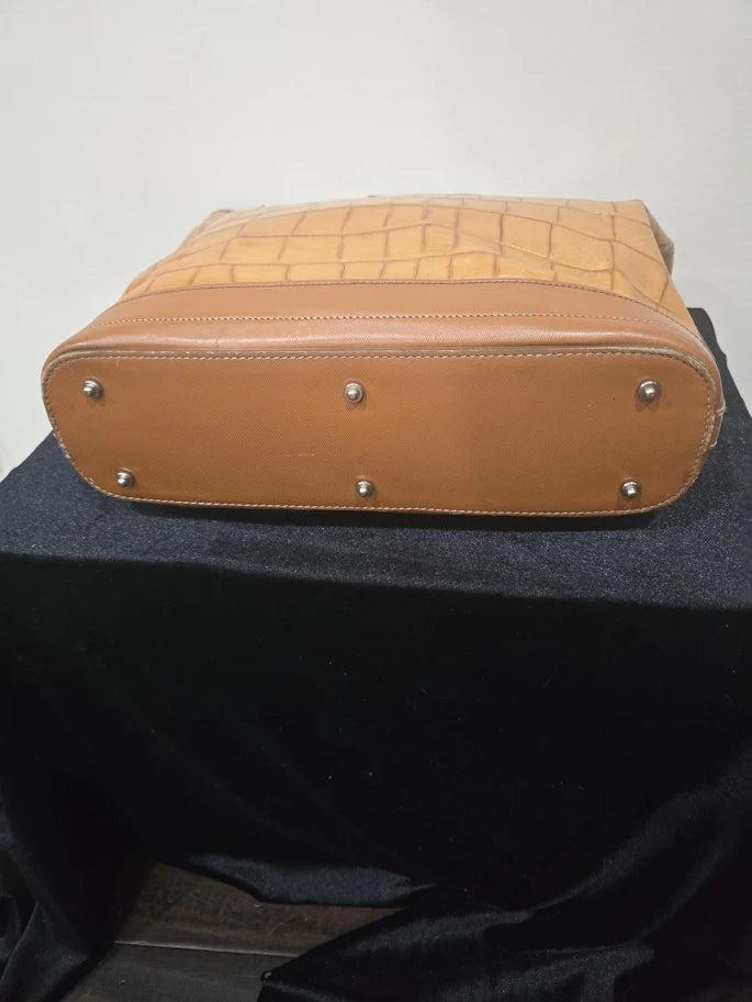 Dooney & Bourke Croco Embossed Leather Lock Shopper Tote | Tan Shoulder Bag AO345200