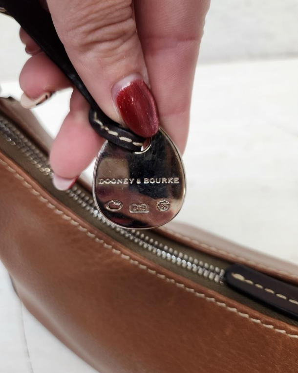 Dooney & Bourke 1975 Anniversary East-West Hobo Bag | Tan Pebbled Leather Shoulder Purse