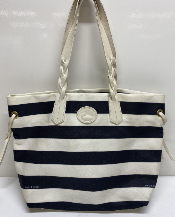 Dooney and Bourke Sullivan Tote Nautical Striped Shopper Bag With Braided Straps