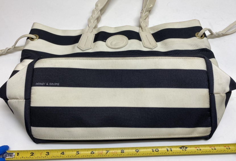 Dooney and Bourke Sullivan Tote Nautical Striped Shopper Bag With Braided Straps