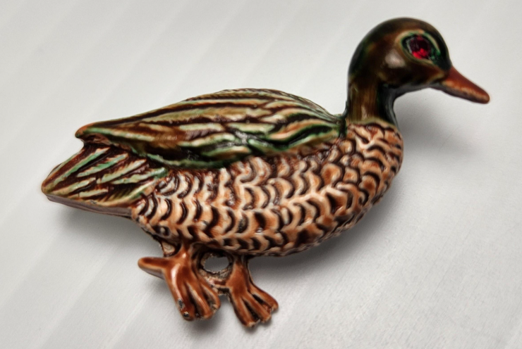 Gerry’s Duck Brooch Enamel Woodland Bird Figural Pin Vintage Whimsical Jewelry