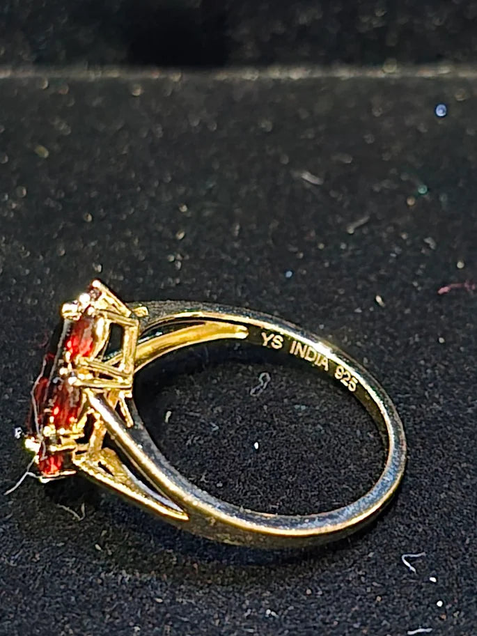 Gold Vermeil Garnet Solitaire Ring – Pear Cut – Approx. 3.0 ctw