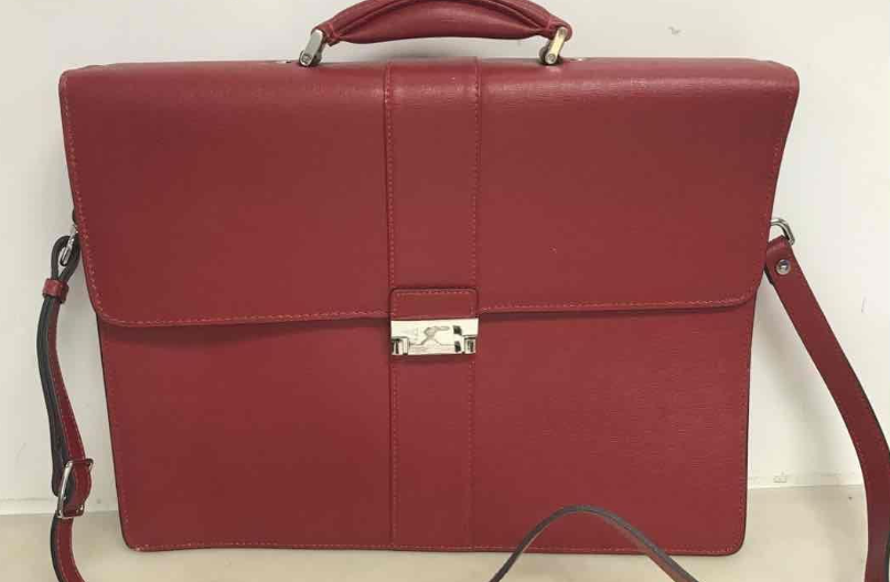 Gianni Conti Red Italian Leather Messenger Briefcase Handbag | Structured Work Bag with Detachable Strap