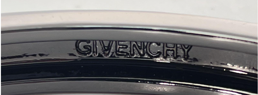 Givenchy Crystal Rhinestone Hinged Bangle Bracelet Gunmetal Tone Designer