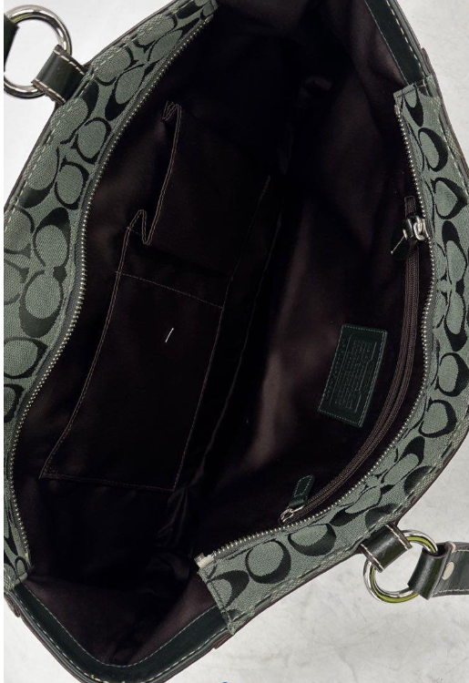 Coach Signature Patent Gallery Tote Bag in Hunter Green With Zip Pocket and Shoulder Straps