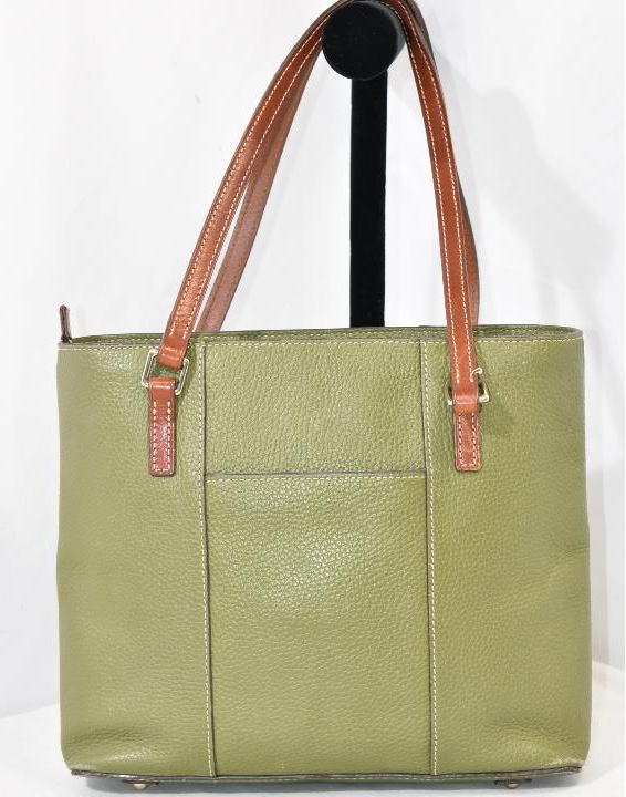 Dooney and Bourke Lexington Green Pebble Grain Leather Tote Brown Strap Shoulder Bag