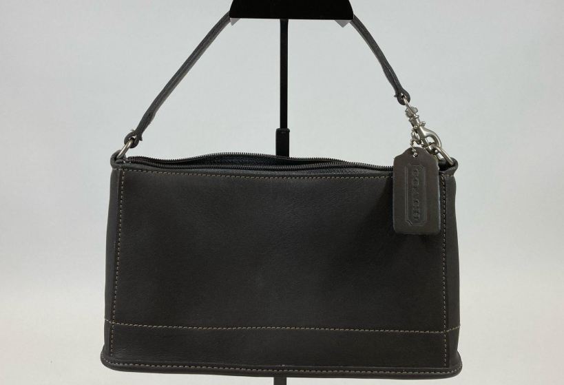Vintage Coach Demi Zip Bag 9311 Charcoal Gray Glove Tanned Leather Mini Shoulder Handbag