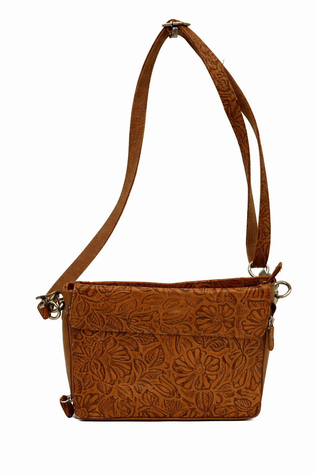 Gun Tote’n Mamas Tooled Leather Crossbody Bag | Brown Floral Embossed Shoulder Bag