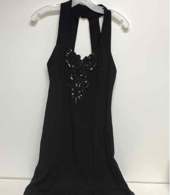 Jump Womens Dress Black Beaded Halter Cocktail Gown