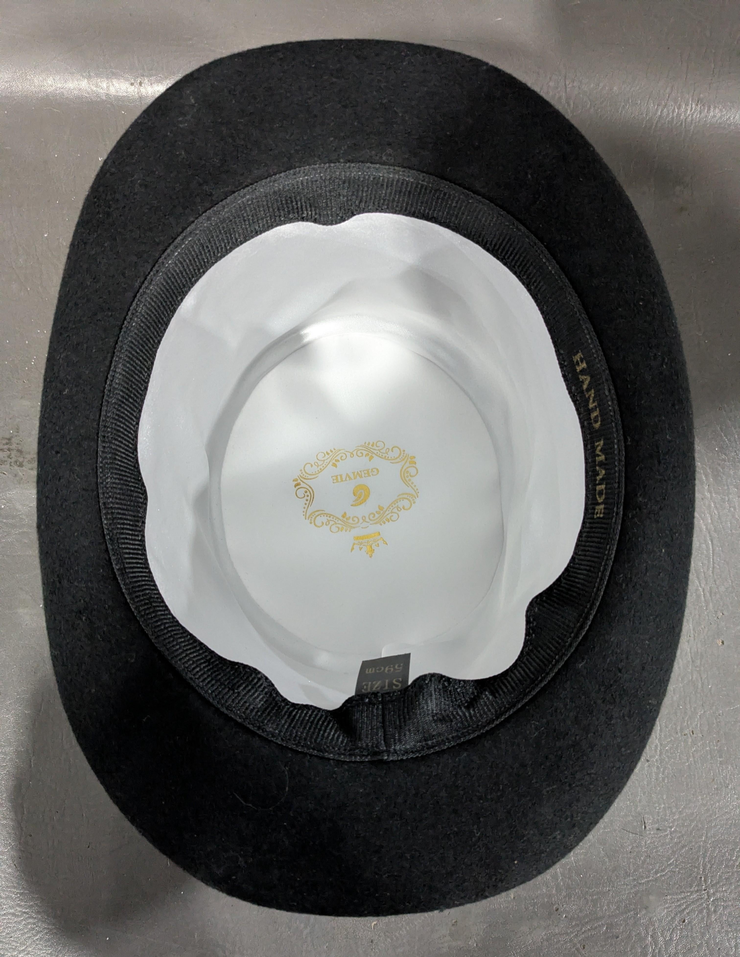 Gemvie Black Handmade Top Hat Size 59cm