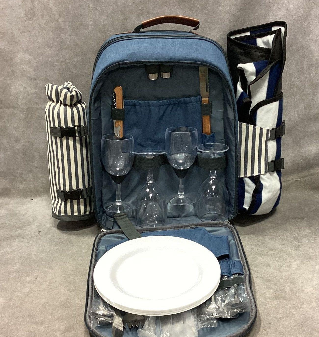 Sunflora Insulated All Season Blue Picnic Backpack for 4 Person